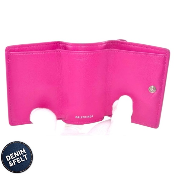 Balenciaga Pink Leather Papier Logo Mini Compact Trifold Wallet | PRELOVED🩷🩷 - Picture 8 of 10